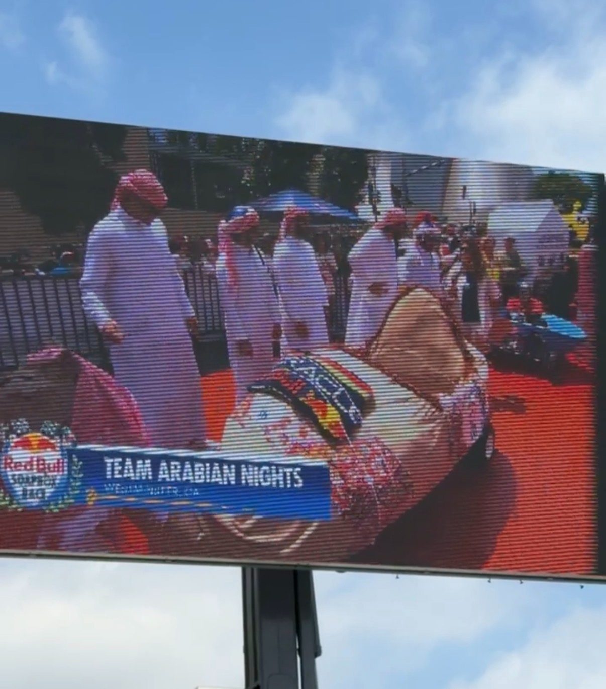 Team Arabian Knights on the jumbotron