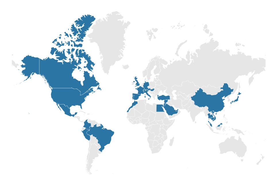 Map of countries visited